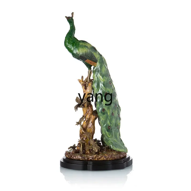 LH peacock ceramic copper European hand-painted home gifts handicrafts living room entrance ornament