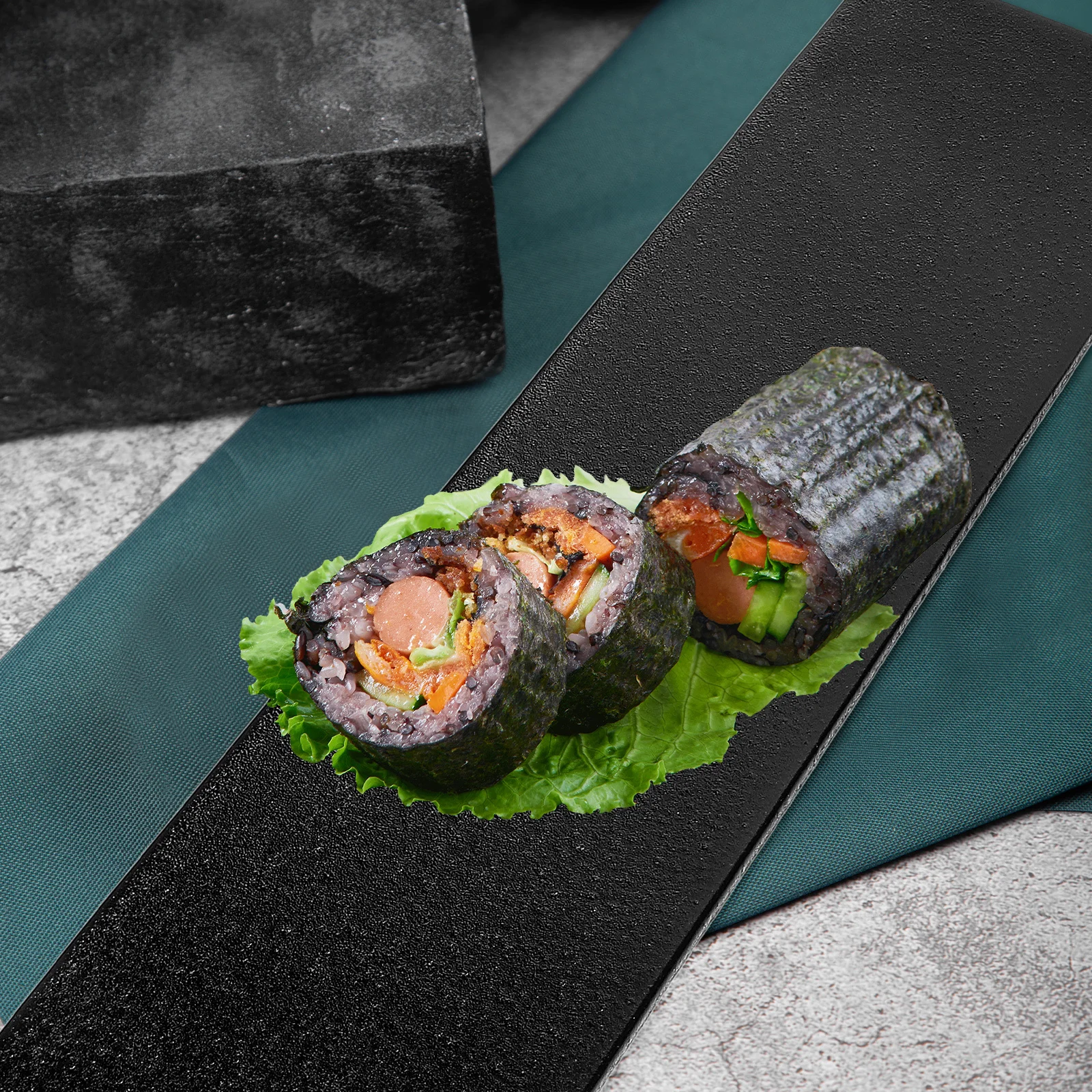 

Rectangular Sushi Plate Ceramic Serving Tray for Food Display Japanese Style Snack Dish Ideal for Parties and Family Dinners