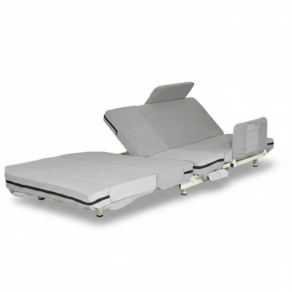 Electric Tilting Bed, Carbon Steel Heavy Duty Home Nursing Frame, Adjustable Backrest, Motorized Bed for Home Care