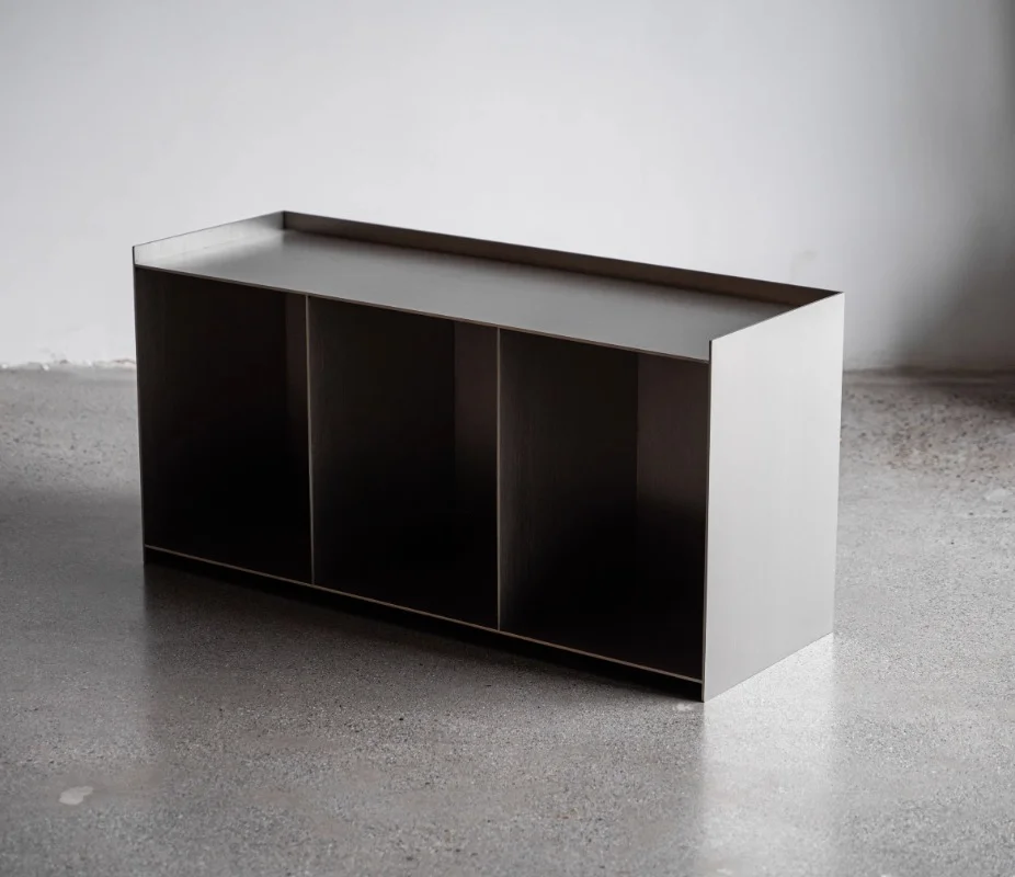 Stainless steel full solid brushed matte metal cabinet side cabinet