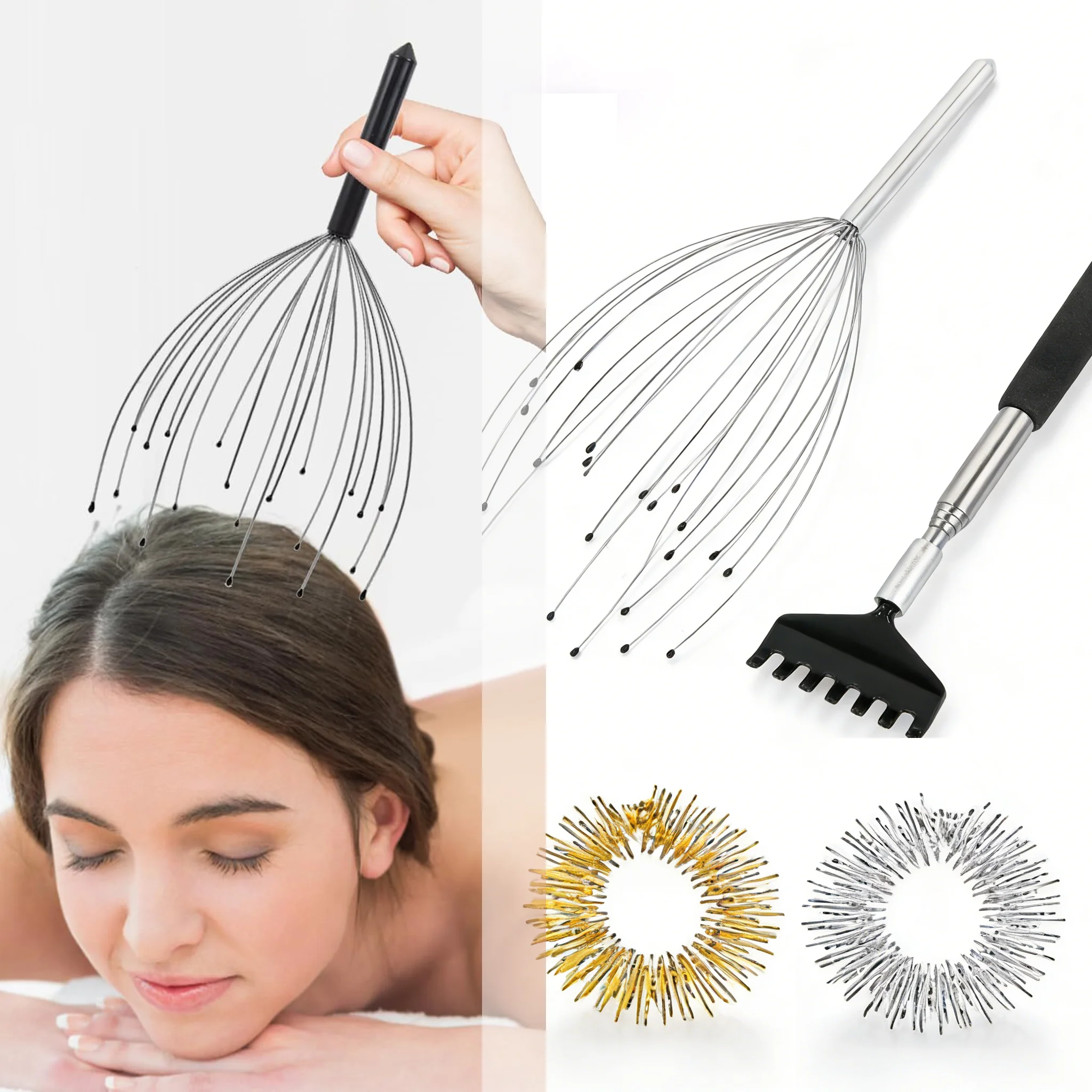 20 Claws Scalp Massager 4-Piece Set Relieve Stress Tension, Perfect for Head Spa, Hair Care, Home Relaxation Gift. Free Shipping
