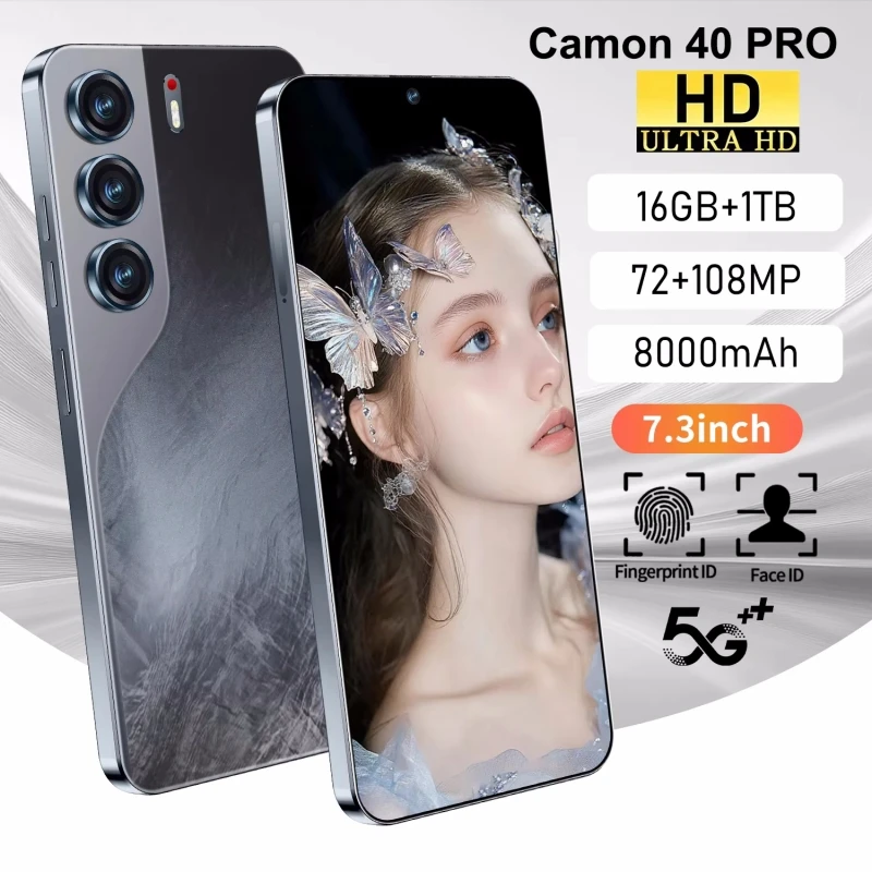 يتميز الهاتف الذكي Camon 40 Pro Android 14 الجديد بشاشة كبيرة مقاس 7.3 بوصة ومتوافقة مع هاتف محمول عالميًا