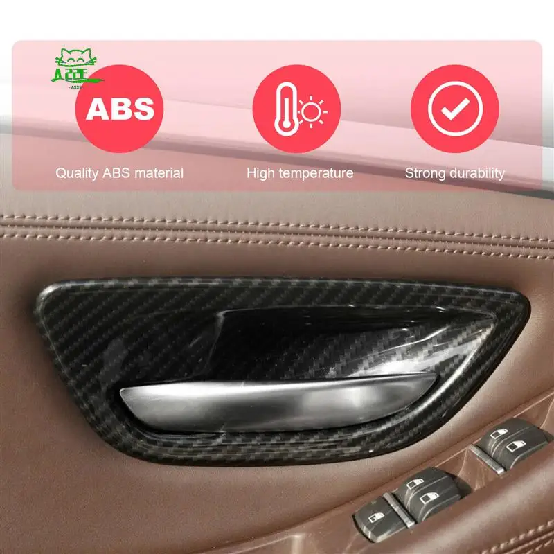 

A22E-4Pcs Carbon Fiber Interior Door Handle Bowl Cover Trim For-BMW 5 Series F10 2011-2016