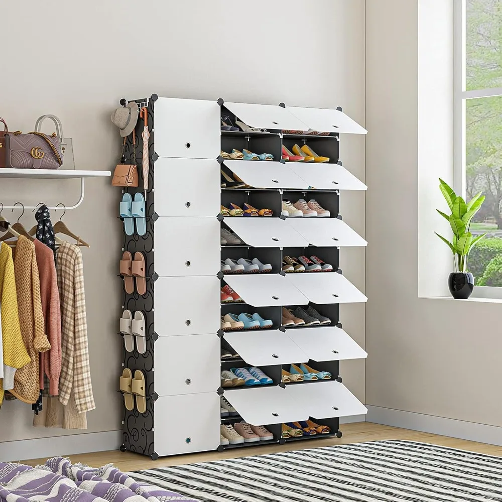 

72 Pairs Shoe Rack Organizer Shoe Organizer Expandable Shoe Storage Cabinet Narrow Standing Stackable Space Saver Shoe Rack for