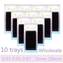 RUJADE 10 Trays/lot 5-20mm Normal Fanning Russian Volume Lashes Eyelashes for Extensions False Mink Individual Cashmere Eyelash