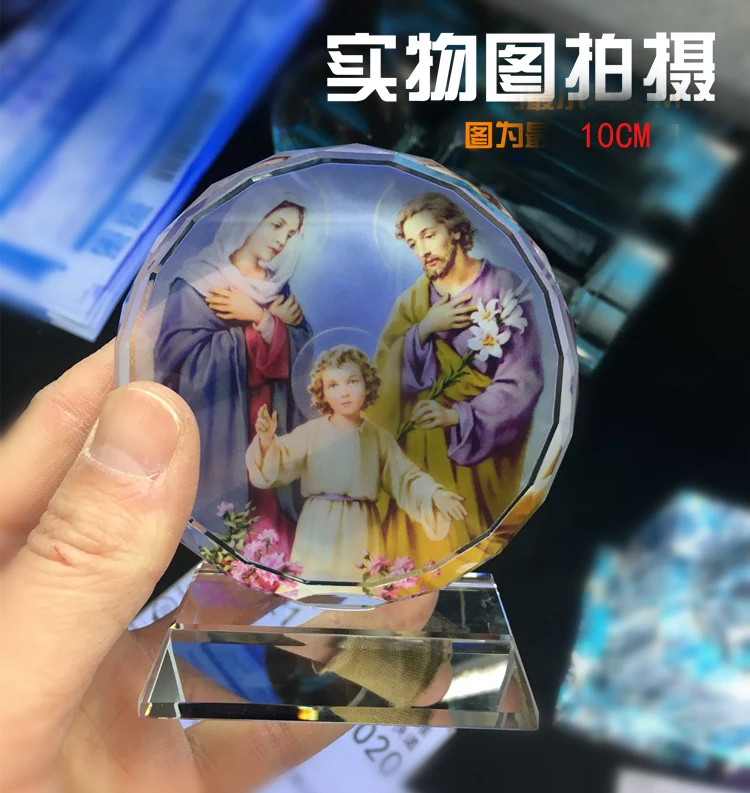 COOL--best gift Christian Keepsake Virgin Mary Madonna Jesus Christ The Holy Family Religious Figurine Crystal statue
