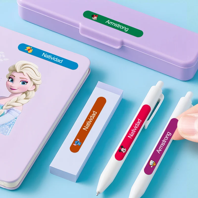 ملصقات أسماء مخصصة من ديزني ستيتش لقرطاسية الأطفال، واللوازم المدرسية، والعودة إلى المدرسة، وهدايا عيد الميلاد، والمتعة الإبداعية المتينة #3