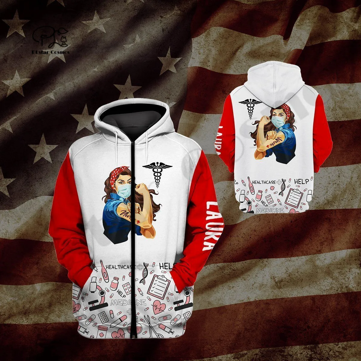 PLstar Cosmos 3D Print Newest Nurse Custom Name Gift Art Unique Funny Hrajuku Streetwear Unisex Casual Hoodies/Zip/Sweatshirt 2