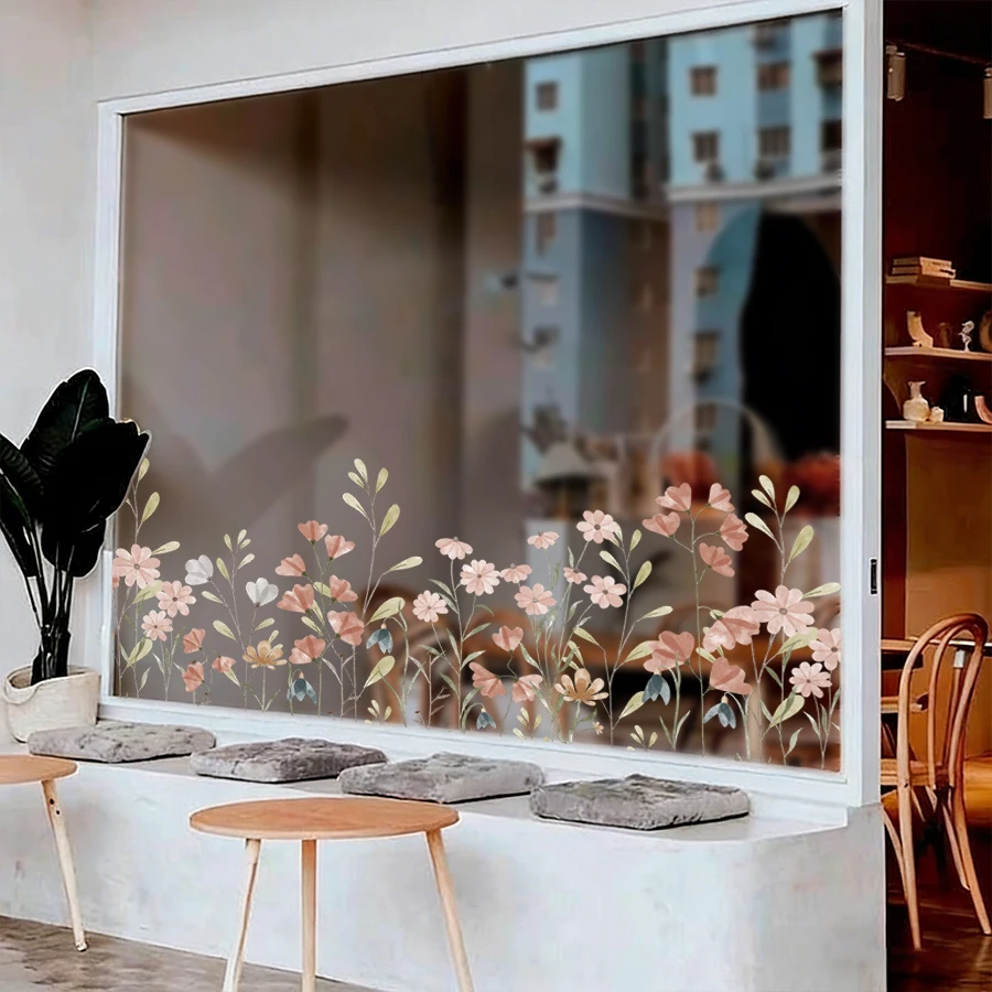 1/2/3sheets Watercolor Potted Flower Butterfly Window Clings Reusable Double-Sided Static Cling PVC Decals for bedroom,Kitchen