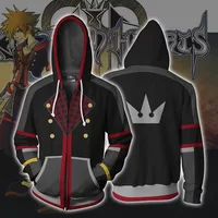 Sudadera con capucha con cremallera 3D Anime Kingdom Hearts Cosplay sudadera con capucha para hombre chaqueta ropa