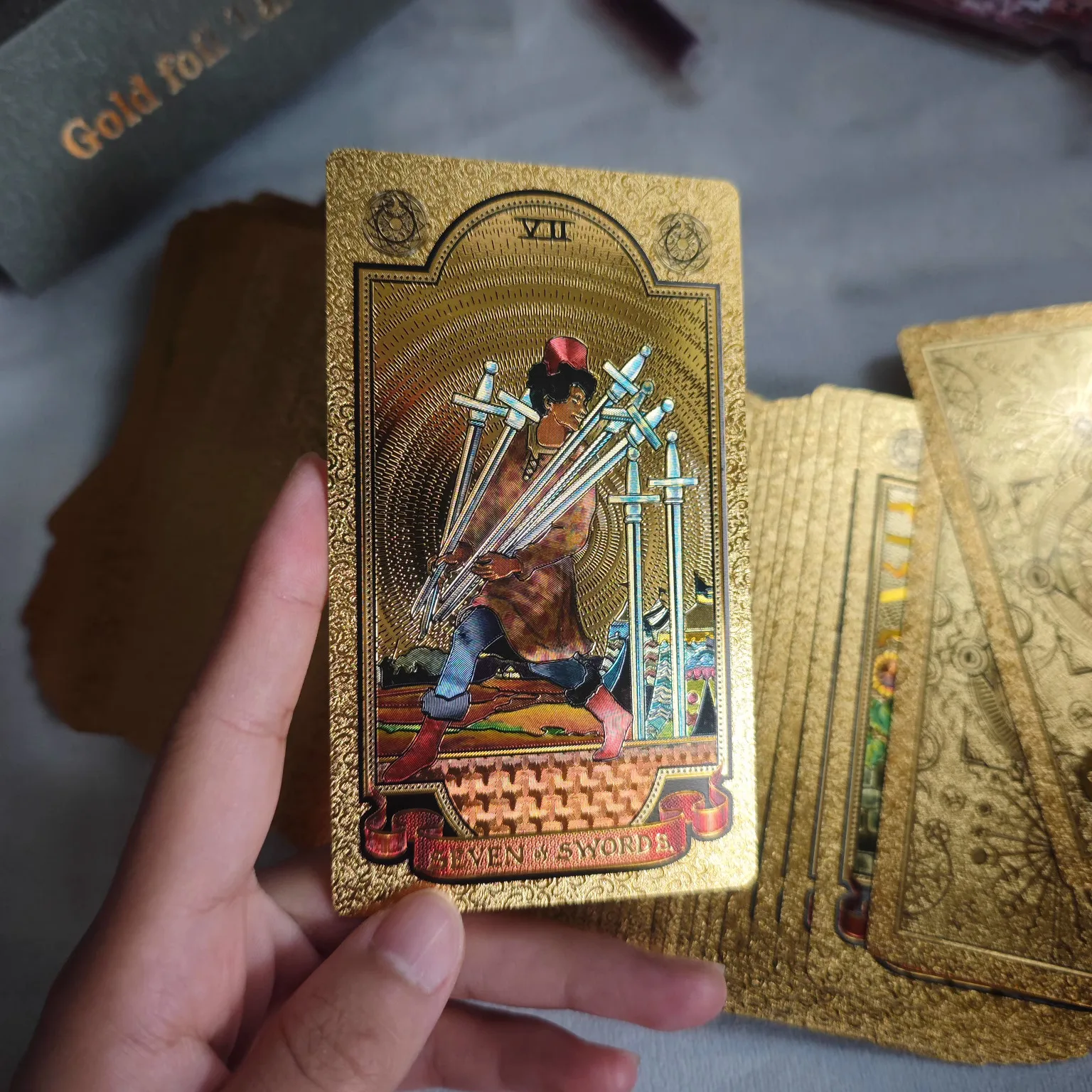 

Black Gold Embossed Tarot Cards 78pcs PVC Waterproof Colorful Deck Board Games for Table Games Divination Playing Cards