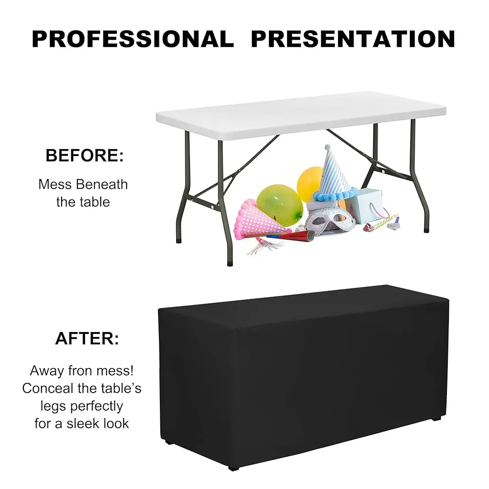 Bla Fitted Tablecloth, 2 Pa Table Clothes For 4 Ft Rec Table, (48X24 H) Polyester Fabric Table Cover For Trade Craft Show,