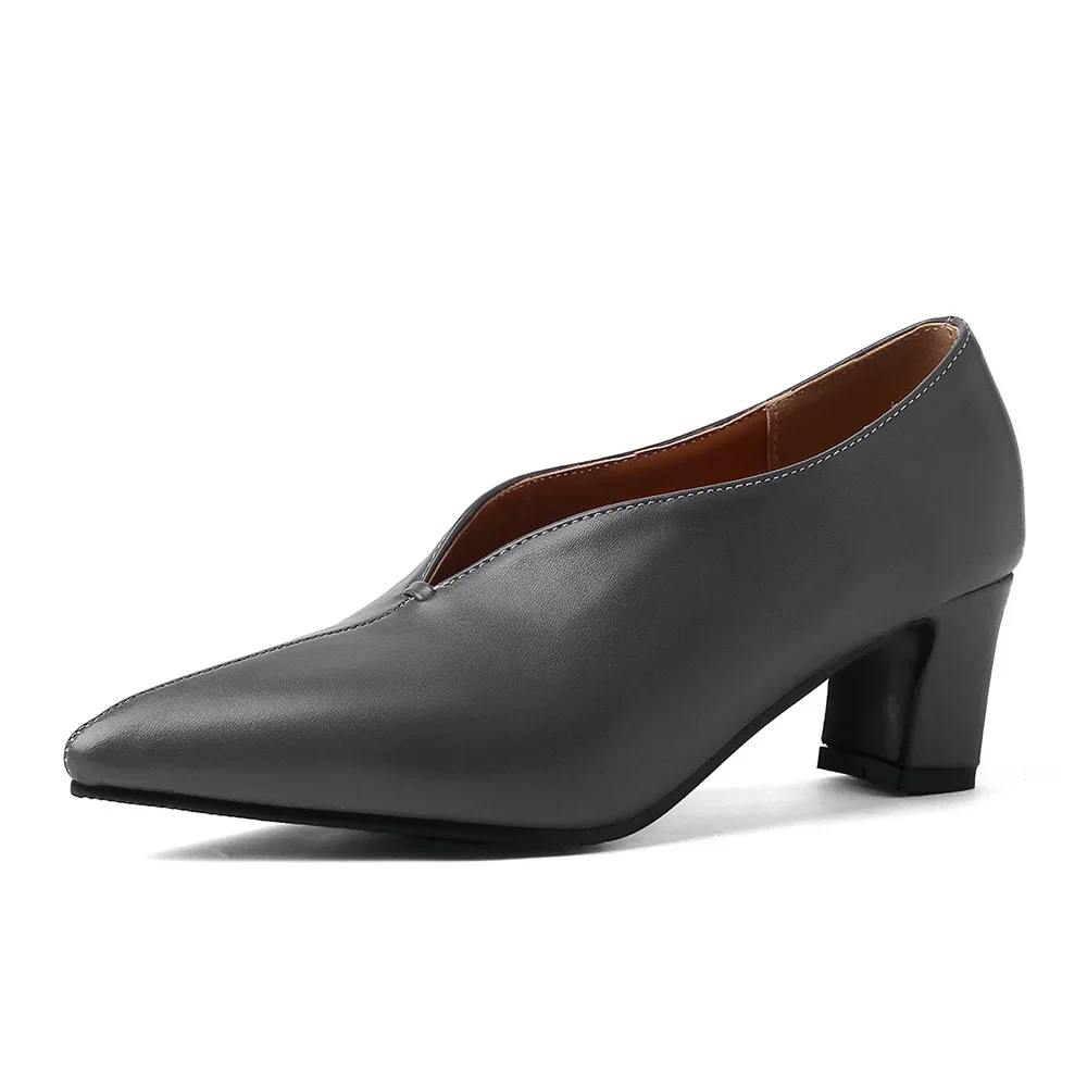 Brand New Pointed Toe Black Gray Women Dress Pumps High Heels Lady Office Shoes SA26 Plus Big Small Size 28 30 43 46