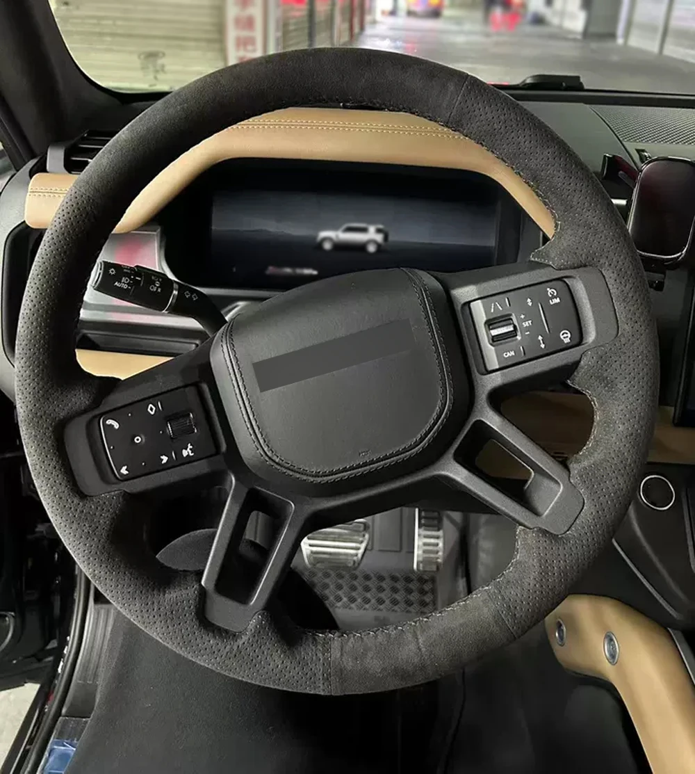 Genuine Leather Gray Thread Steering Wheel Cover Wrap For Alcantera Car Accessoires Specifically For LAND ROVER Defender