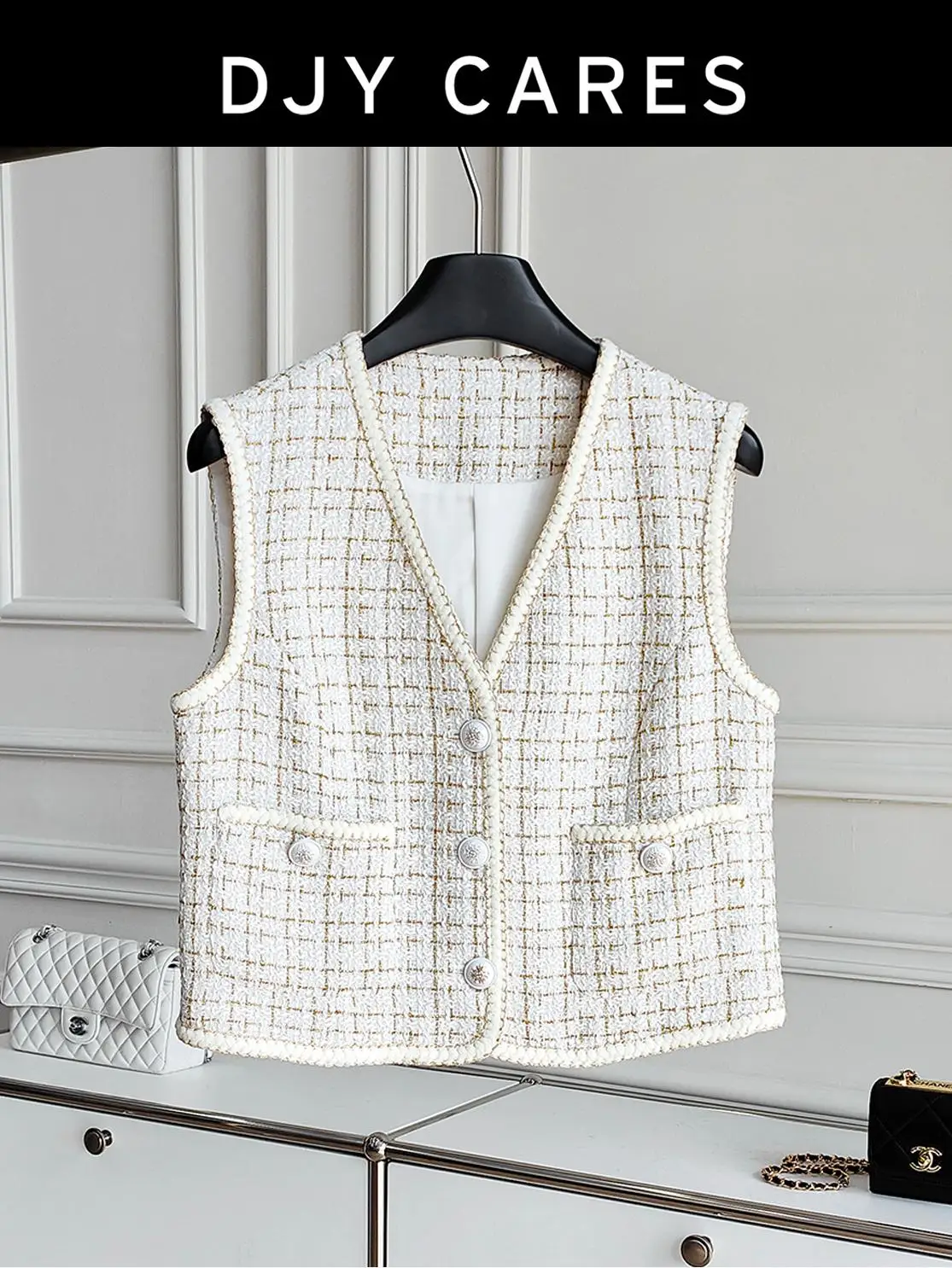 

Новый нежный клетчатый жилет с v-образным вырезом, короткий топ большого размера