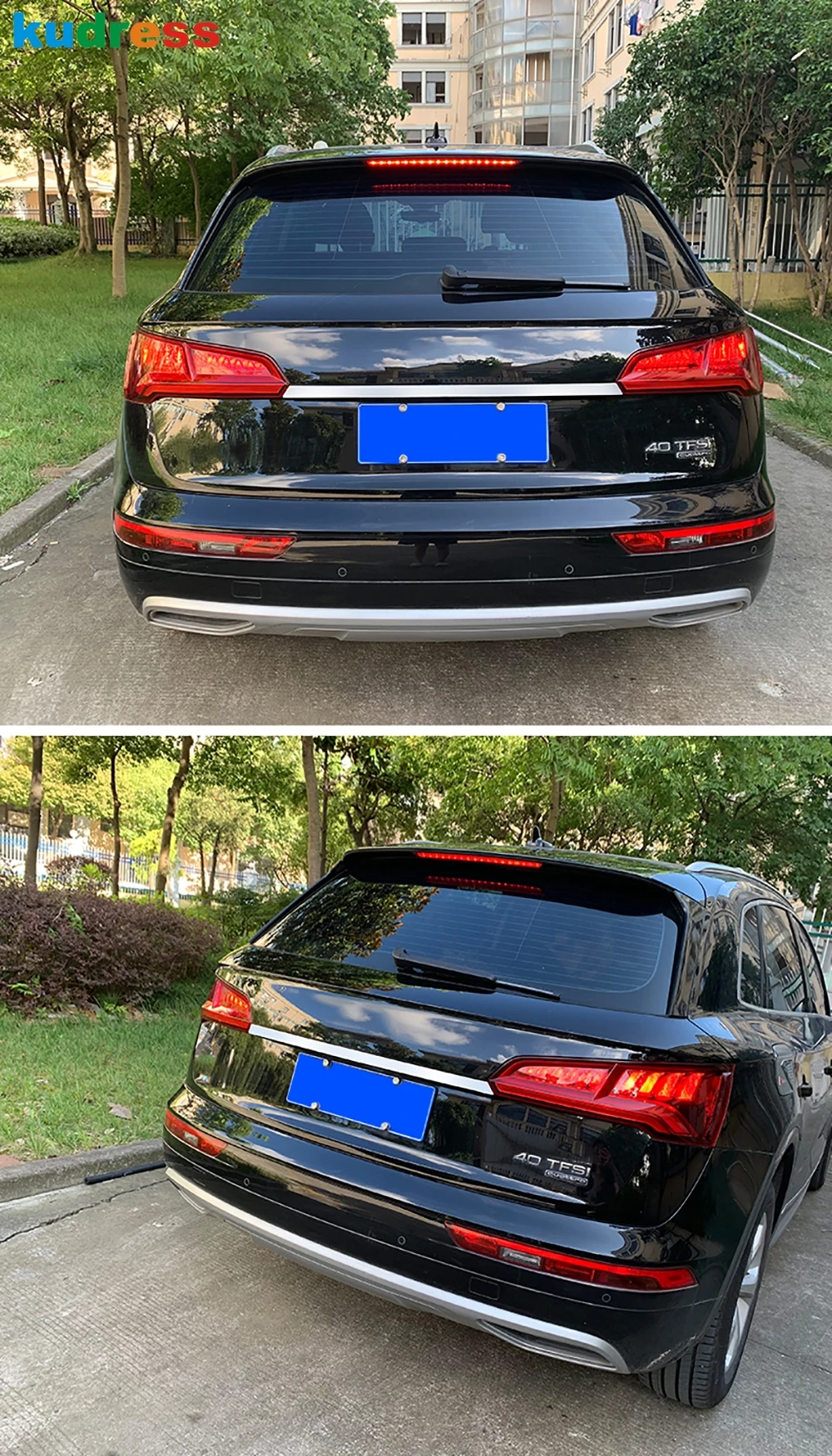 Rear Trunk Lid Cover Trim For Audi Q5 2018 2019 2020 Carbon Fiber Car Tailgate Back Door Lip Molding Garnish Strip Accessories