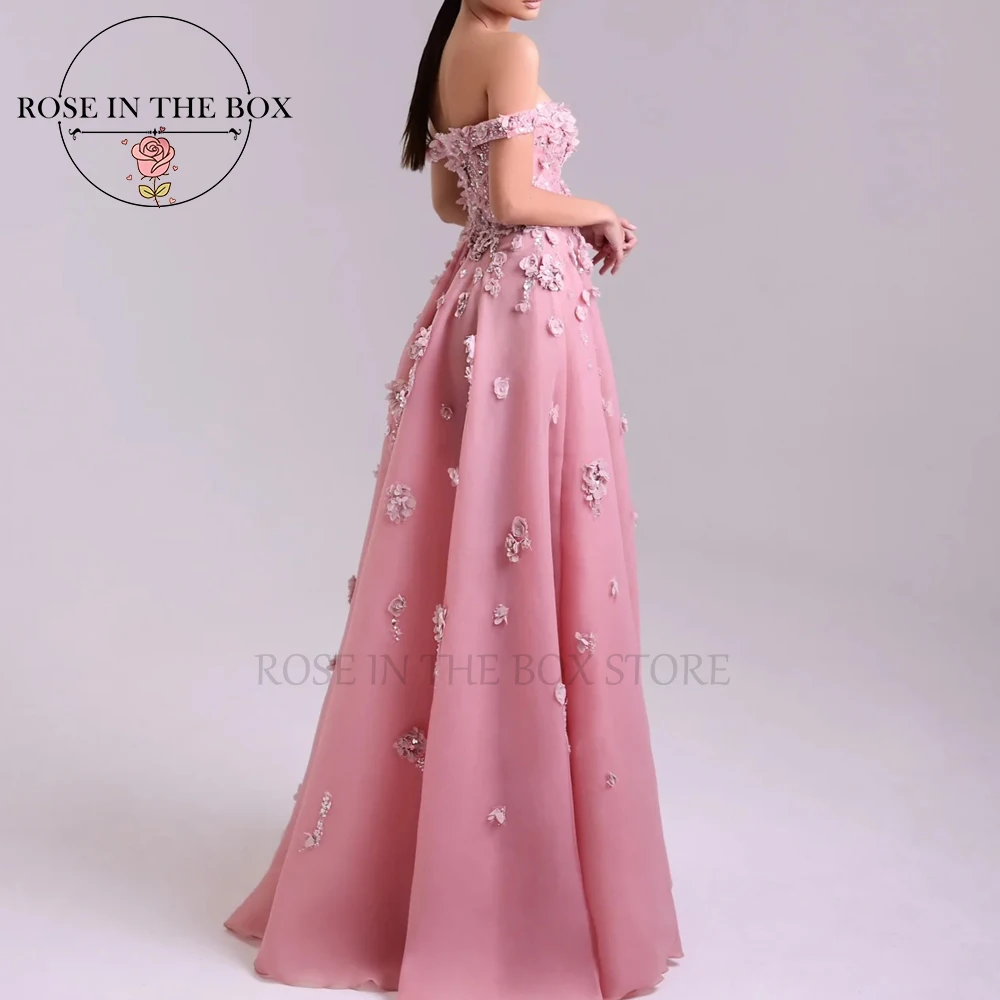 ROSEINTHEBOX Personalizzato Squisito Rosa Abiti Da Sera 3D Floreali di Lusso Abiti Lunghi 2025 donna abiti da festa eleganti