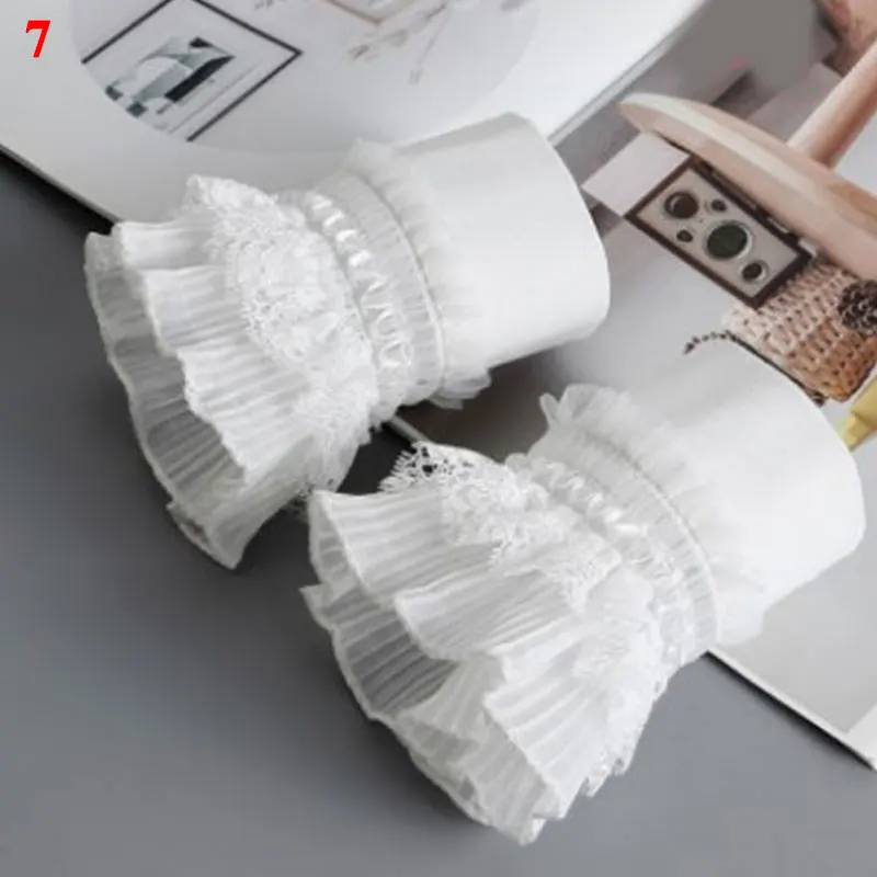 

Lady Cuffs Sleeve Gothic Retro Gloves Fake Sleeve Detachable Sleeve Fake Cuffs Multi Layer Ruffles Lace Lolita DIY Cuff Cover