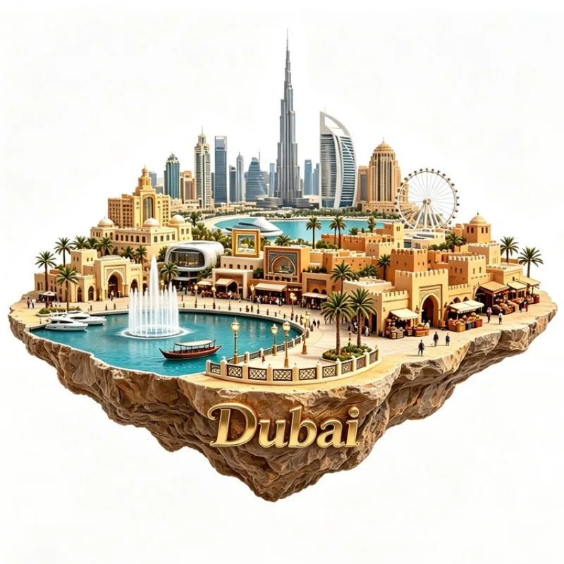 Dubai Metal Fridge Magnets Burj Khalifa Tower Souvenirs Burj Al Arab Dubai Frame Fridge Stickers Birthday Gifts Home Decoration