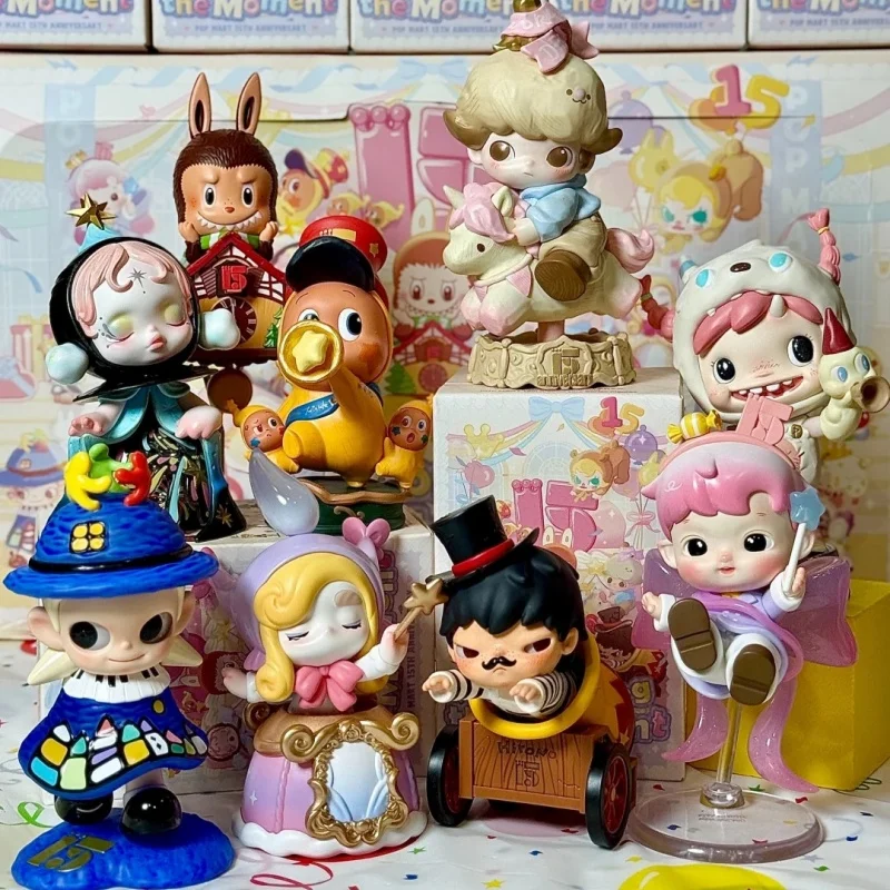 팝 마트 기념품 팝 마트 15주년 기념 시리즈 블라인드 박스 PVC 피규어 트렌디 장난감 데스크탑 장식 선물