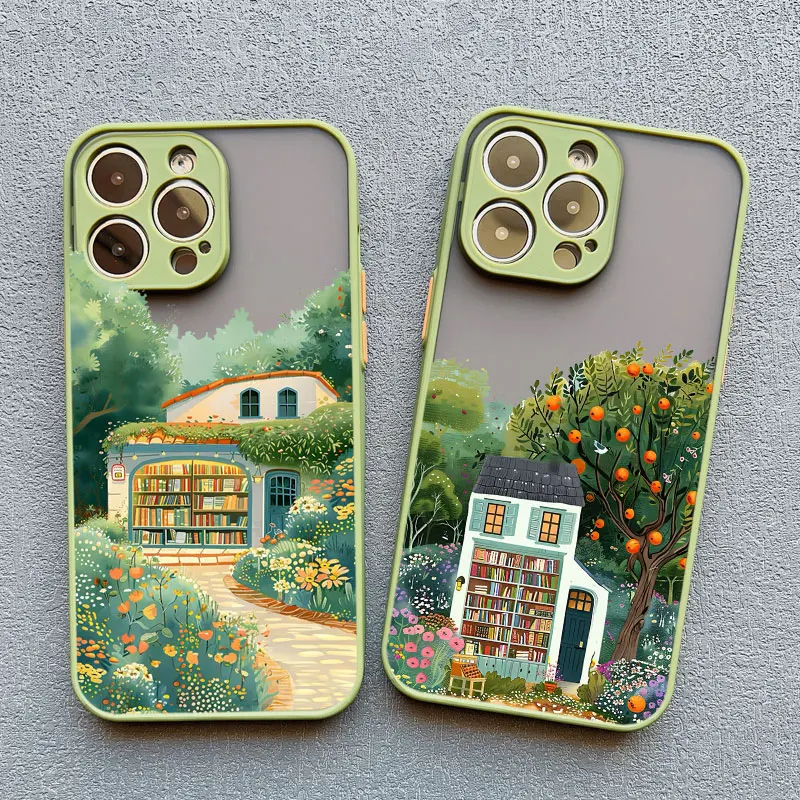 Wunderschöne Natur-Wald-Baum-Buchhandlung Handyhülle für iPhone 14 13 12 11 Pro Max 17 15 16 Pro Max 14 Plus Mini XS X XR Schutzhüllen – Detail 10