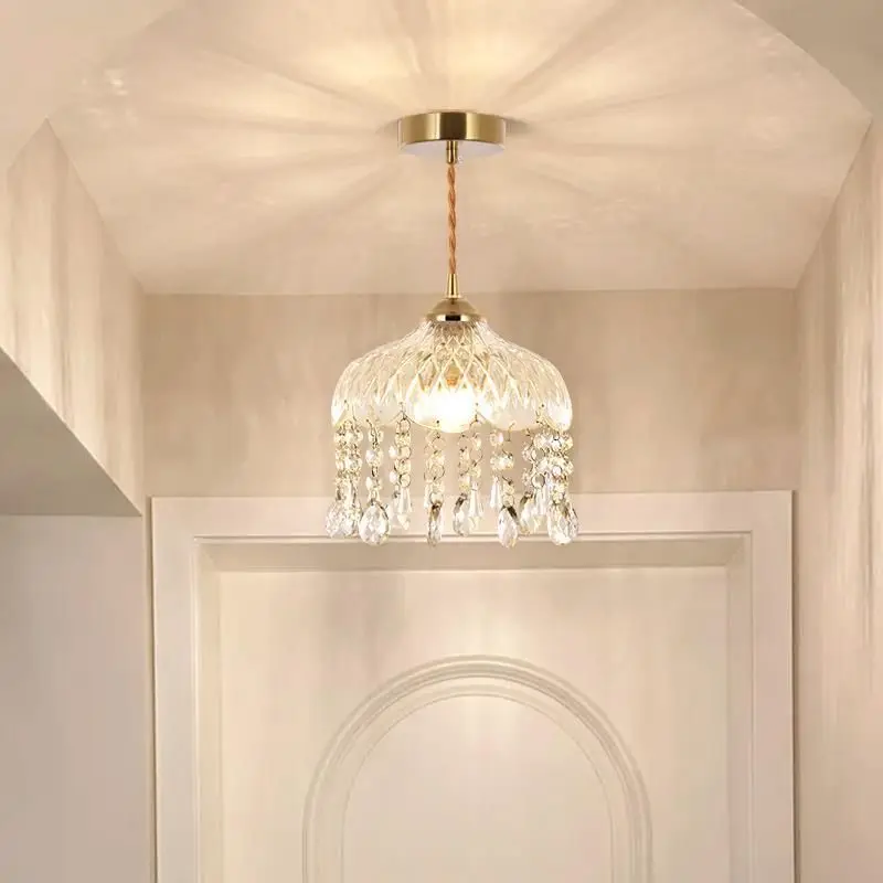 

Винтажная роскошная хрустальная люстра для прихожей, прихожей, прикроватной тумбочки, балкона, коридора, настенный светильник, шкаф, французский светильник