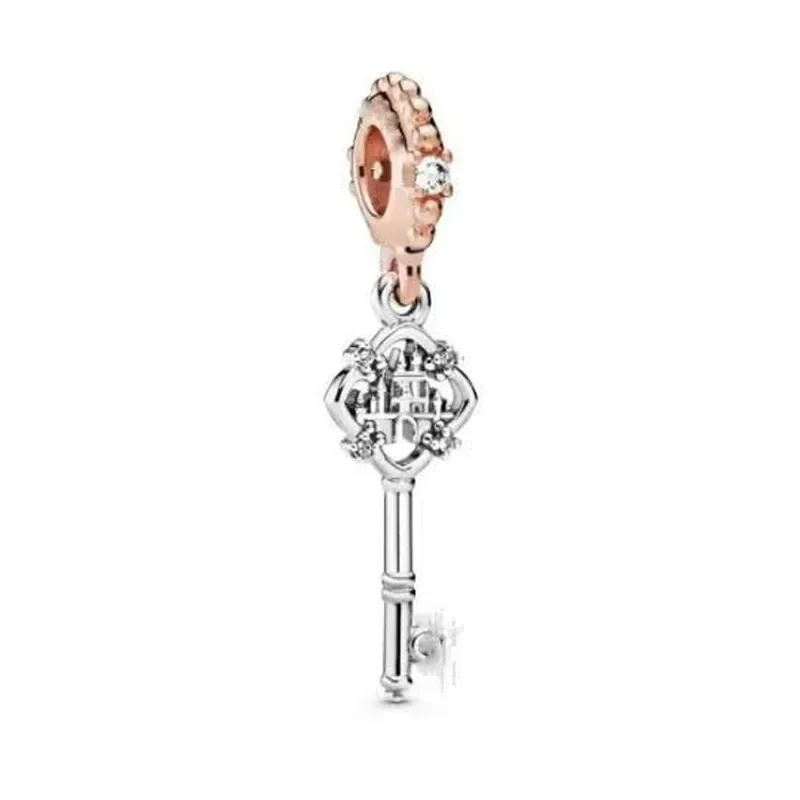 Abalorios de plata de ley 925 para pulsera Pandora, accesorio Original de oro rosa, estrella, Animal, hoja, bloqueo, corazón, regalo de joyería para mujer