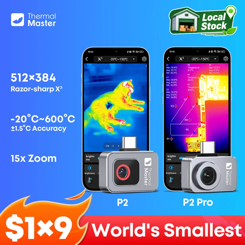 P2//P2Pro Thermal Imaging Camera Heat Detection 512 × 384 For Phone 1112℉ Infrared Thermal Imager