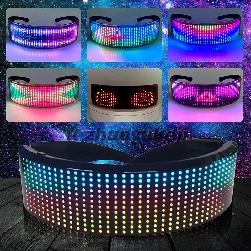 LED Shining Smart Glasses APP Programmable Rechargeable Wireless Multi Color Led Dynamic glasses for Party