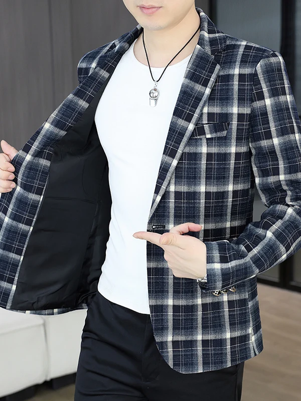 

Модный мужской приталенный повседневный костюм в клетку для осеннего сезона, новинка, цельный комплект, мужская одежда, верхняя одежда для отдыха, стильная