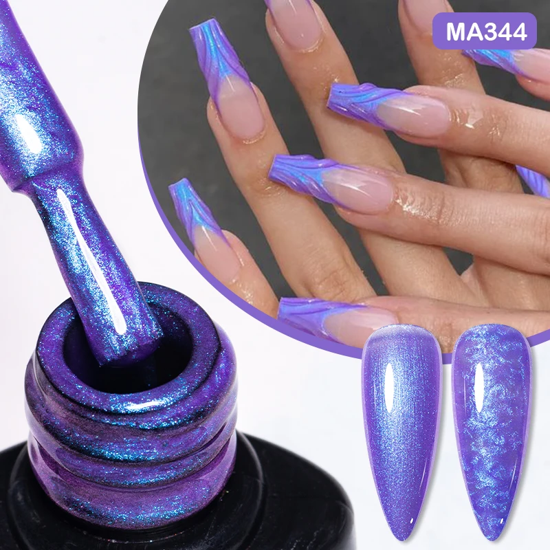 

MEET ACROSS 7ml Auroras Purple Thread Shell Rubber Base Gel Blue 3D Shell Gel Polish Semi Permanent Soak Off UV LED Gel Nail Art