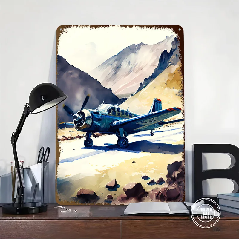 War Plane Printed Poster Customized Retro Wall Art Vintage Metal Tin Signs for Home Gaming Room Decoration Cozy Custom Plate