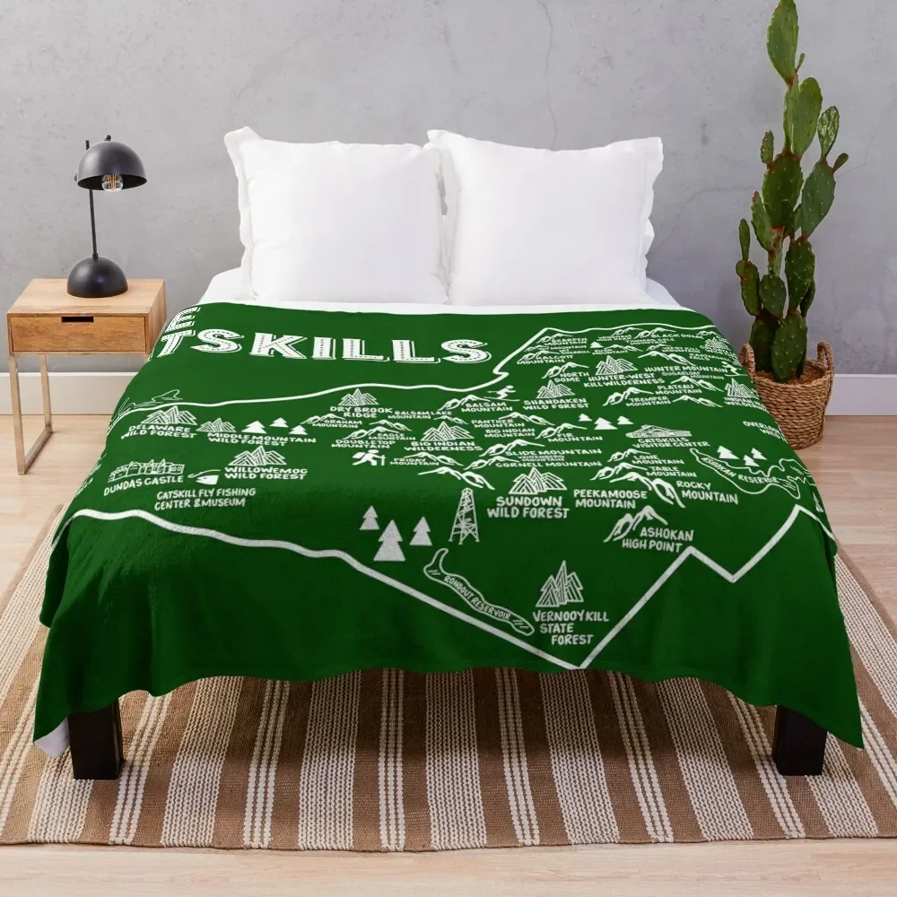 The Catskills Map Art Throw Blanket Plush Hair Blankets