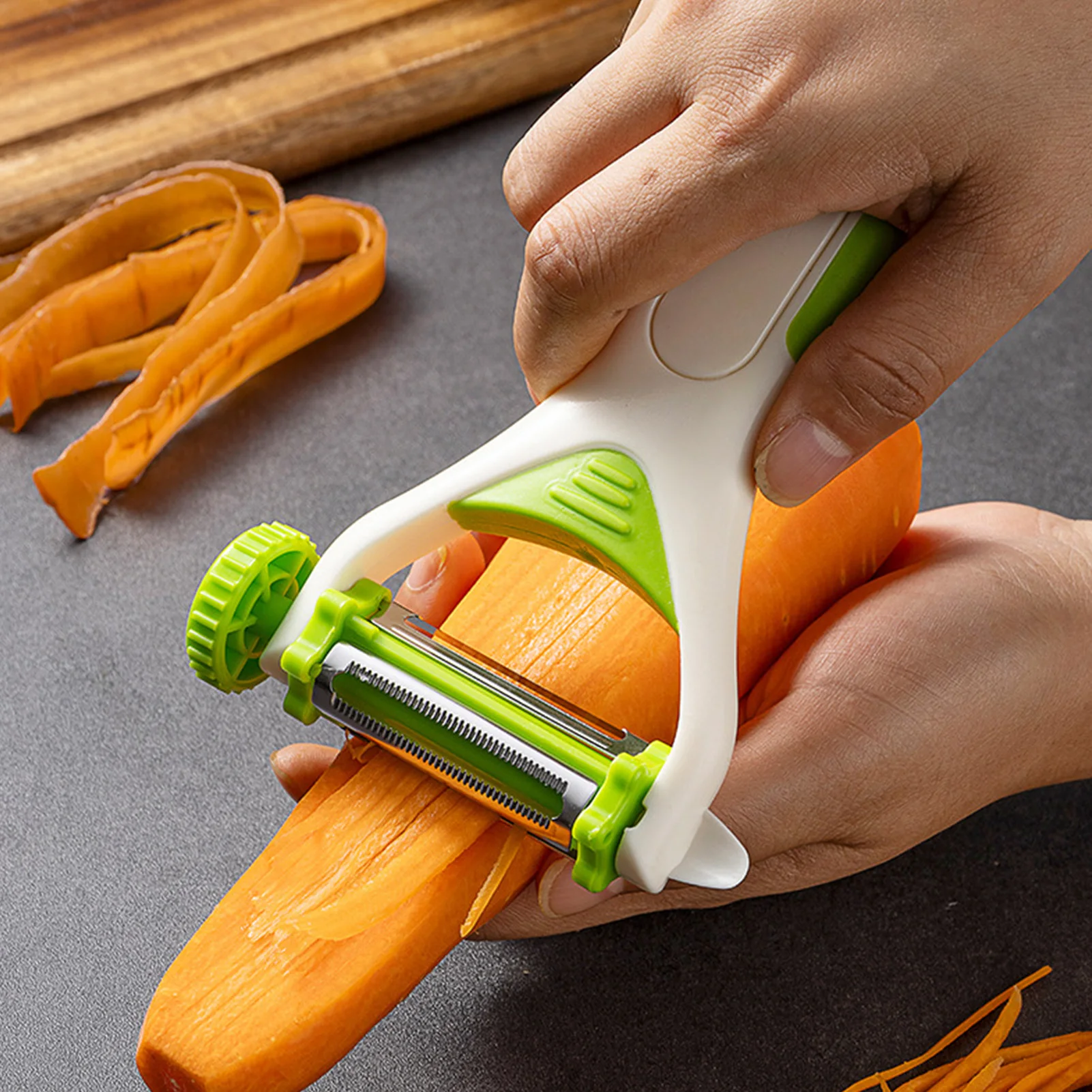 3 In 1 Rotary Vegetable Peeler Stainless Steel Julienne Slicer And Cutter Multi Function Potato Carrot Cucumber Peeler Tool With