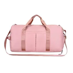 Bolsa de gimnasio deportiva para mujer, bolsa húmeda seca de viaje, bolso de hombre, bolso de hombro multifunción para natación, negro y rosa