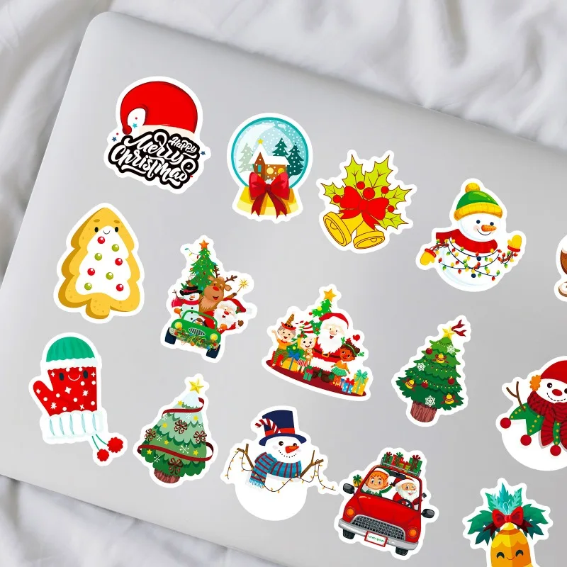 Christmas Stickers Aesthetic Bells Snowmen Socks Santa Claus DIY Graffiti Stickers Scrapbook Decals for Creative Journaling