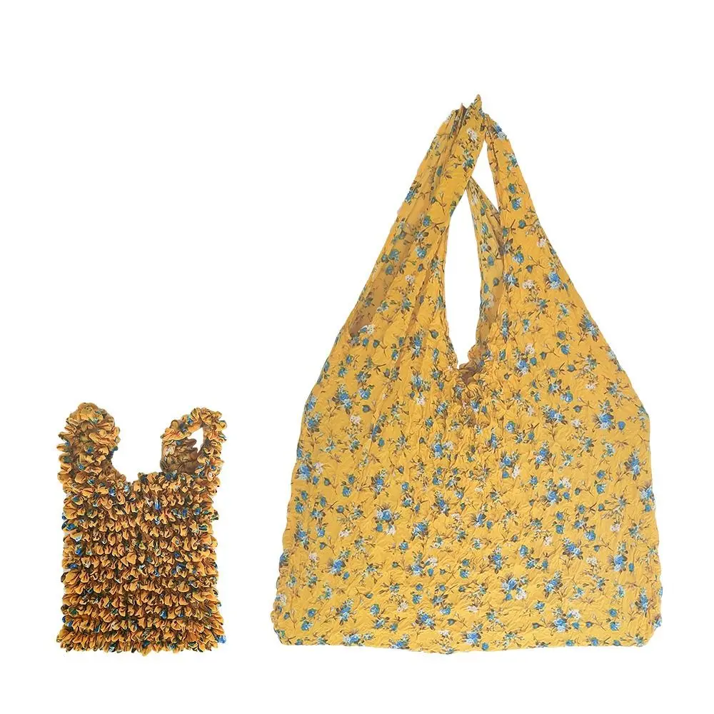 

Creative Bubble Foldable Stretch Bag Elastic Chiffon Handheld Shopping Bag Reusable Expansion Floral Paddy Bag Snack
