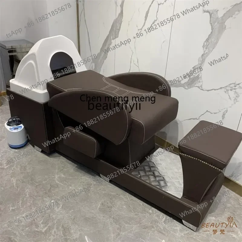 

D178 For Hair Salon Shampoo Chair Retro Lying Half with Fumigation Massage Barber Shop Flushing Bed