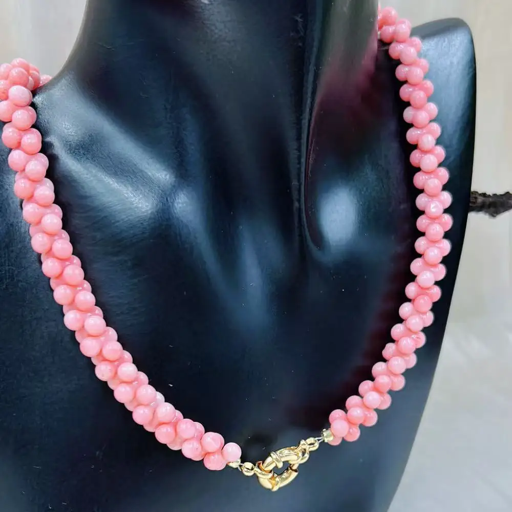 

5x10mm Pink Bone Shape Delicate Women Jewelry Genuine Natural Sea Bamboo Coral Beads Short Collar Necklace 17-20inch