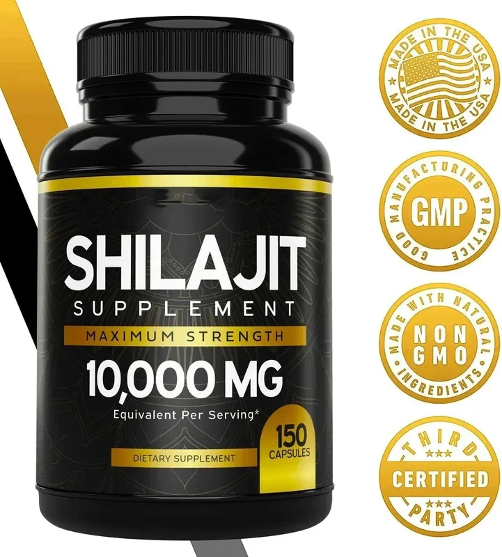 10000MG Original Shilajit Capsules for men 150 Count - With Himalaya Shilajit resin Rich in Trace Minerals& Fulvic Acid