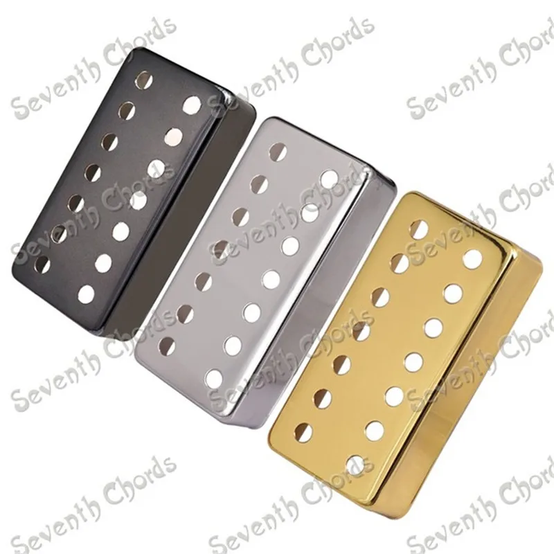 2 Stück Messing 7-Saiten E-Gitarren-Pickup-Humbucker-Abdeckung, Chrom, Schwarz, Gold zur Auswahl, Breite 38,5 mm x Länge 79,8 mm – Detail 1