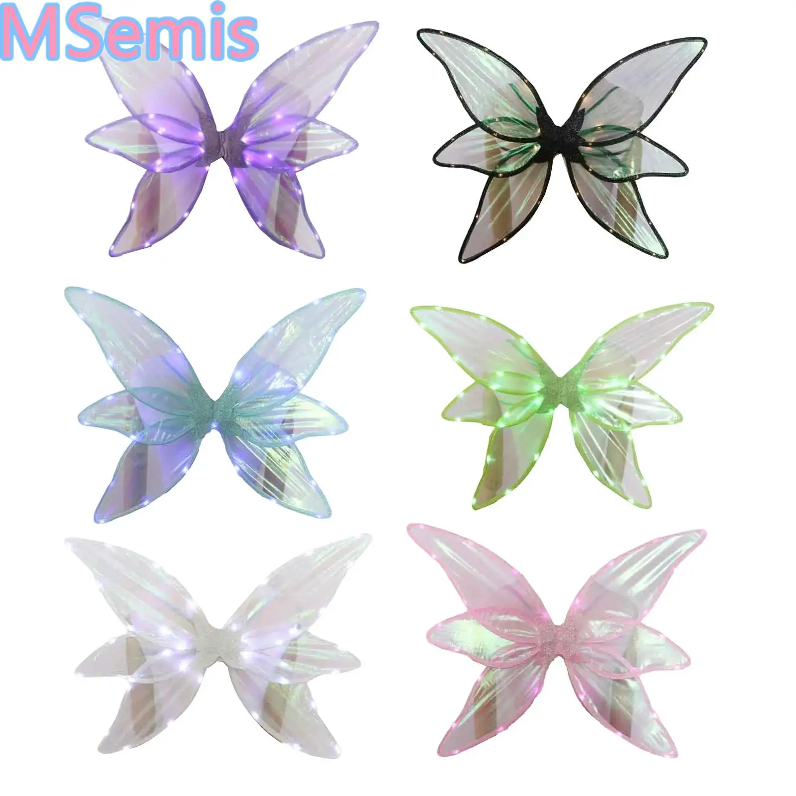 LED Fairy Wings for Kids Girls Elf Wings Light Up Butterfly Angel Wings Halloween Cosplay Costume Dress Up Party Accessory