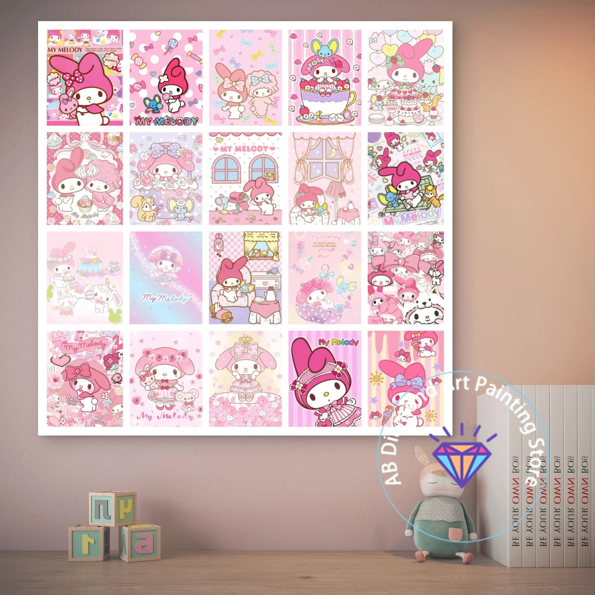 

Cute My Melody Sanrio 5D DIY AB Diamond Painting Kit Embroidery Cross Stitch Handmade Art Gift Crafts Home Decor Children Gift