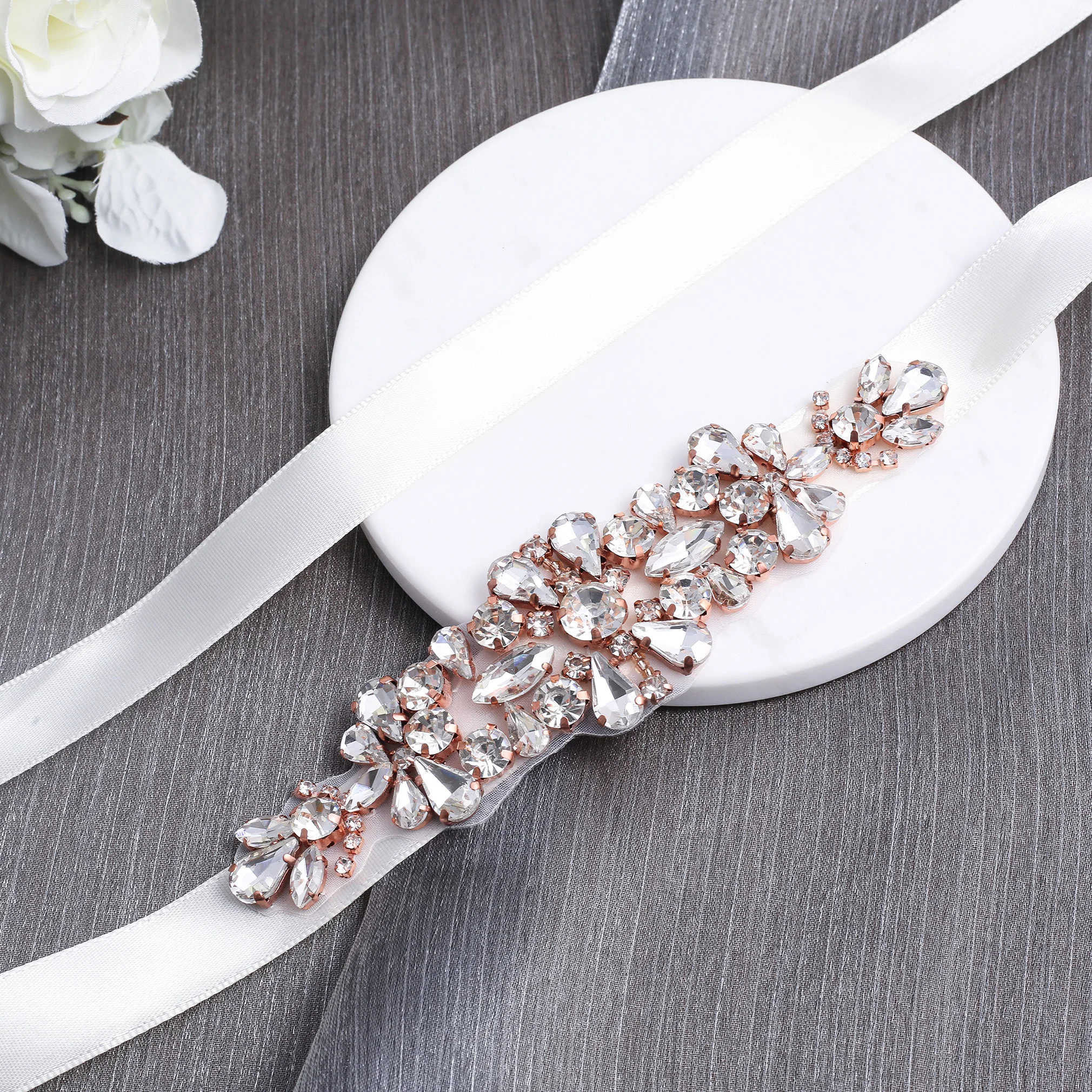 NZUK Bridal Rhinestone Belt Sparkles Crystal Belt Women's Party Dress Belts for the bride's wedding party dress