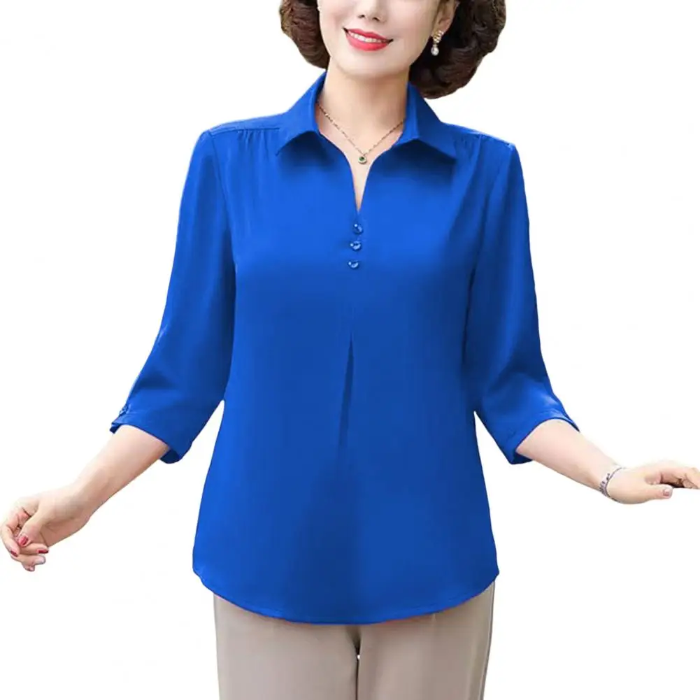 Summer Women Elegant Solid Chiffon Shirt Fashion Casual Oversized 7XL Three Quarter Blue Tops Ladies 2022 New Loose Mom Blouse