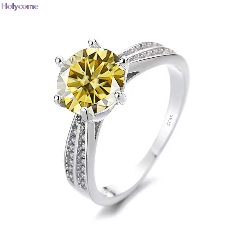 S925 Sterling Silver Ring with Real 0.5-2ct Moissanite Lab Diamond Fine Jewelry Wedding Engagement Rings Party Gifts for Women