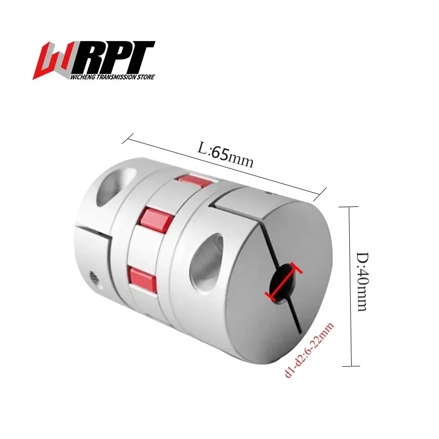 Plum Blossom Coupling Star Screw Encoder Elastic High Torque Coupling Servo Motor Aluminum Coupling XB-40X65