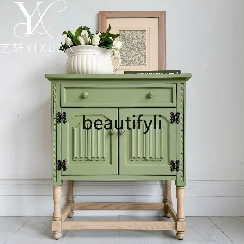 2003French retro solid wood contrasting color living room against the wall locker decorative cabinet furniture customization