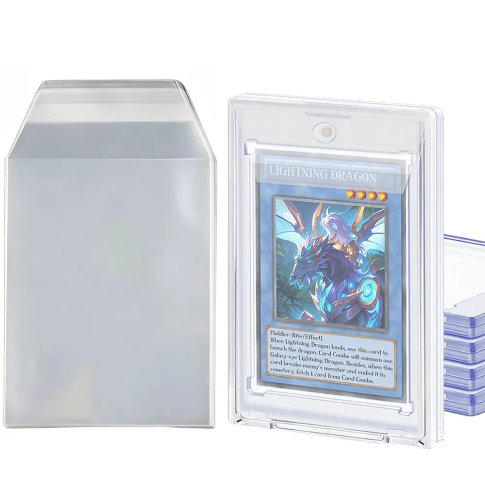 200Pcs 3.2X4.6 Card Sleeves Fit 35PT Magnetic Card Holder Waterproof Protective Film For TCG Sports Trading Game Cards Team Bag