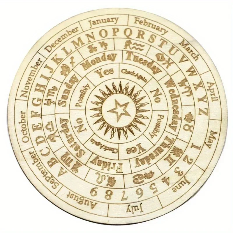 

Mystical Wooden Zodiac Pendulum Board - Star, Sun & Moon Design For Divination, Meditation & Home Decor Astrology Decor